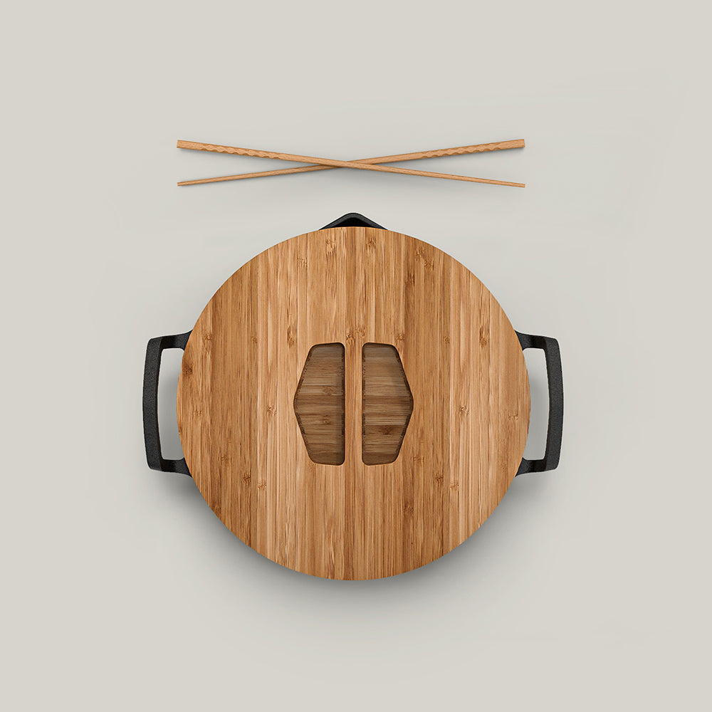 The Takumi Wok Set by Ironclad Co. Handcrafted 31cm Cast Iron Wok