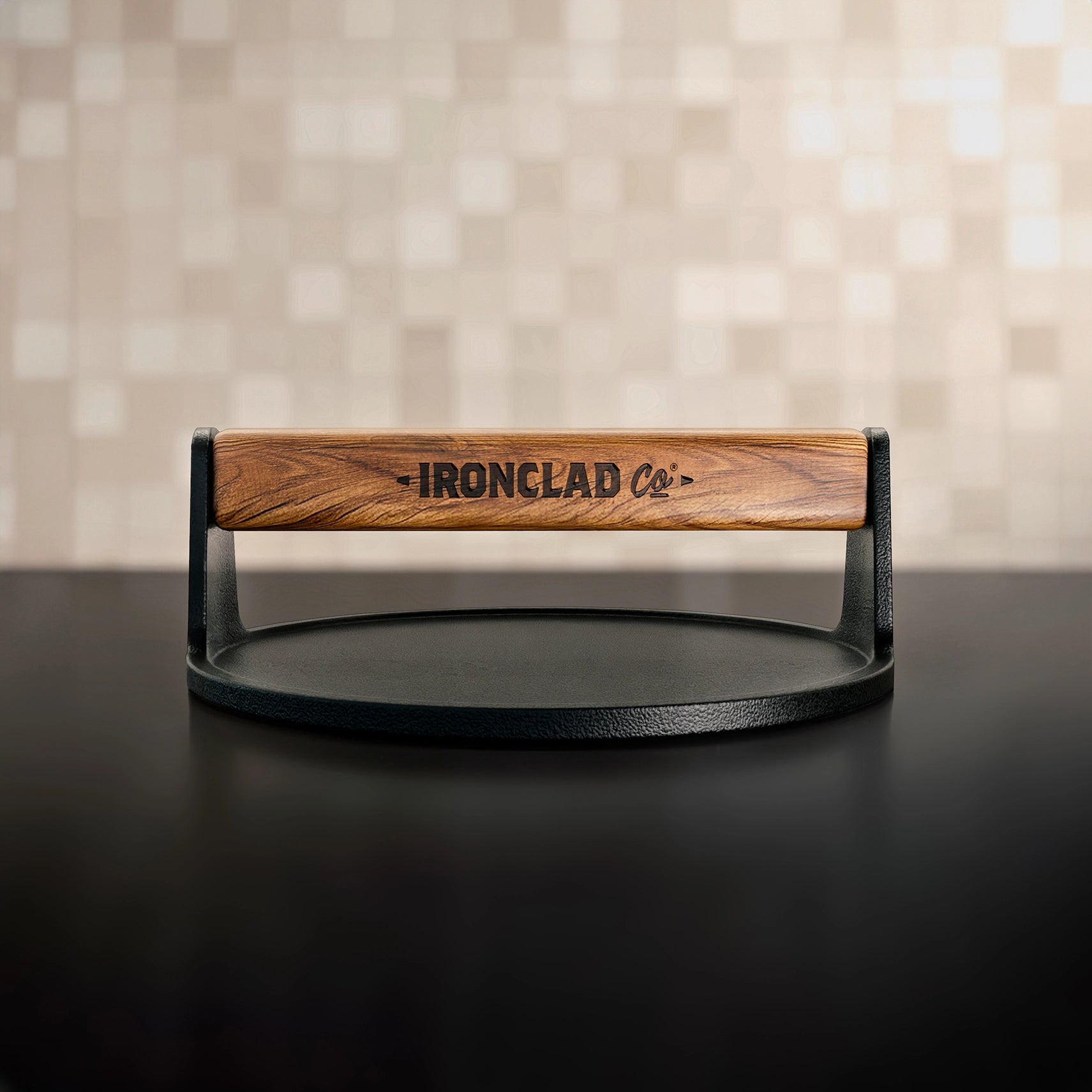 The Burger Press by Ironclad Co. Handcrafted 18cm Cast Iron Burger Smash