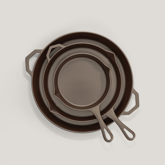 Legacy Set by Ironclad Co., Three Handmade Cast Iron Skillets